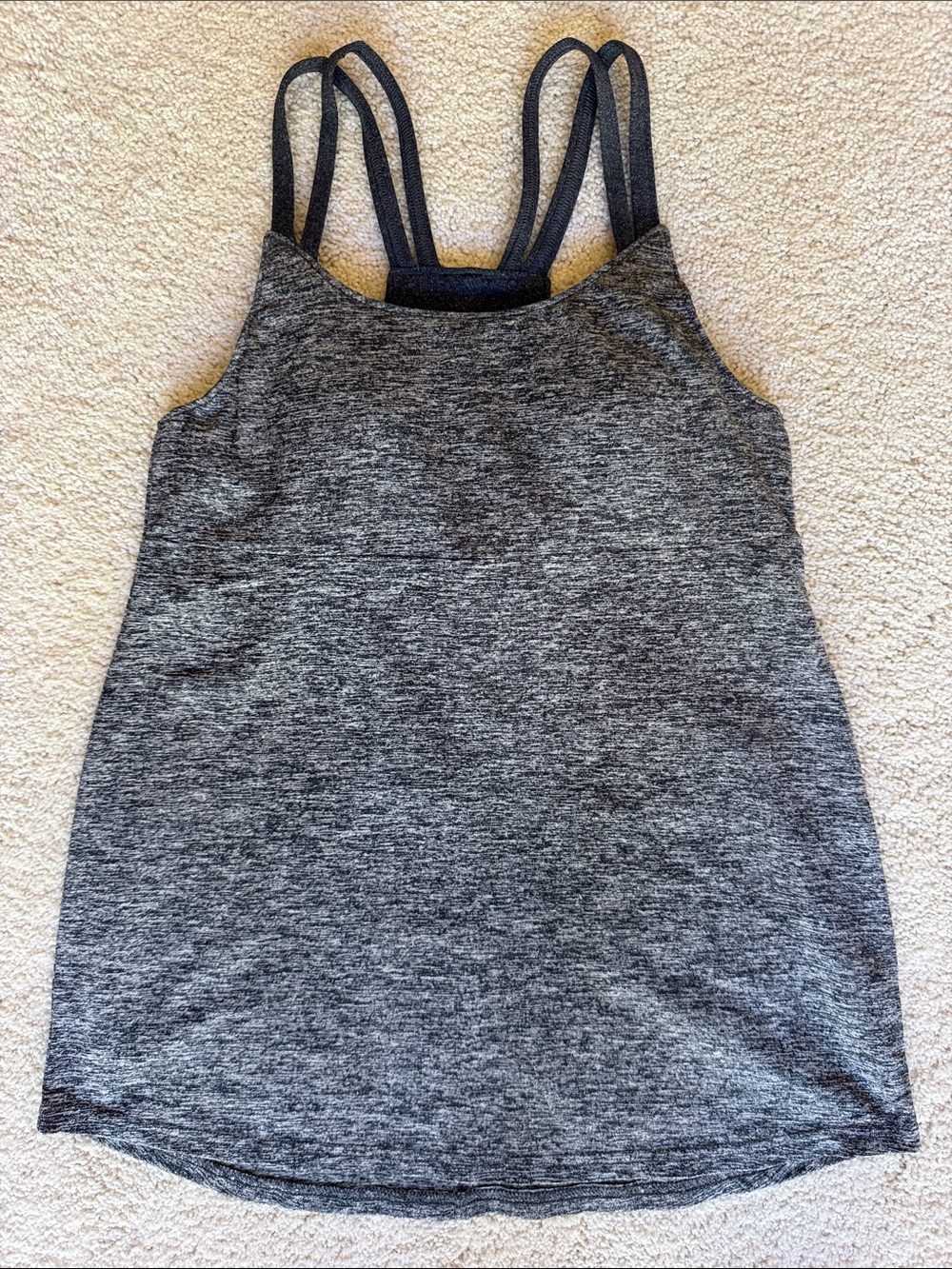 Heather Gray Strappy Women's Tank Top with built in bra